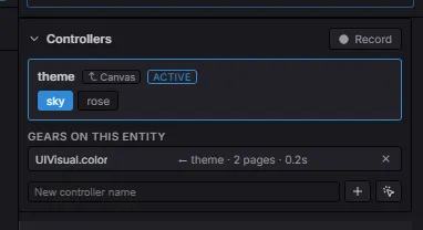 The inline Controllers strip in the inspector