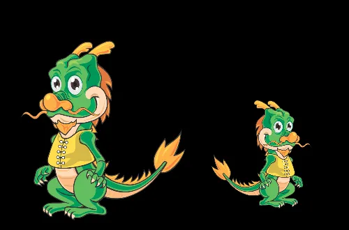 Two DragonBoy armatures from one file — the second scaled down and mirrored through component fields alone