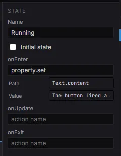A state hook’s declared parameters in the state machine editor