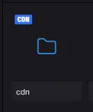 A folder tile in the Content Browser showing the blue CDN delivery badge