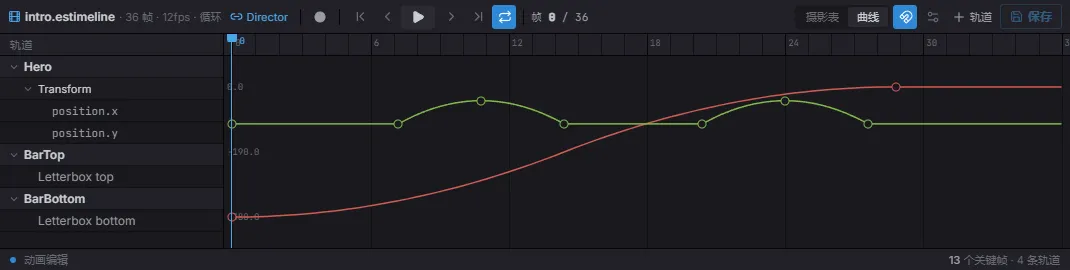 Sequencer 曲线编辑器——带切线手柄的值曲线