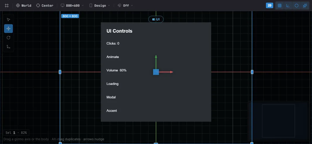 A UI Canvas laid out in the editor viewport